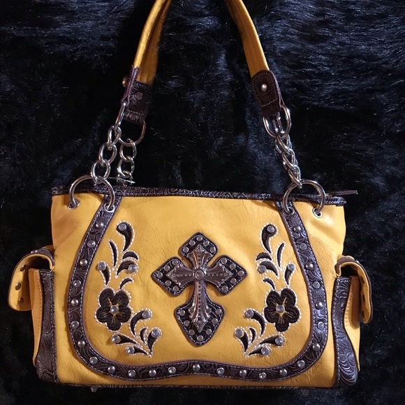Blingy Cross Yellow Handbag - Picture 1 of 4